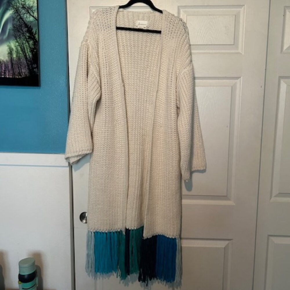 NWT by Anthropologie Multicolor Fringe Duster Kimono Cardigan - OS